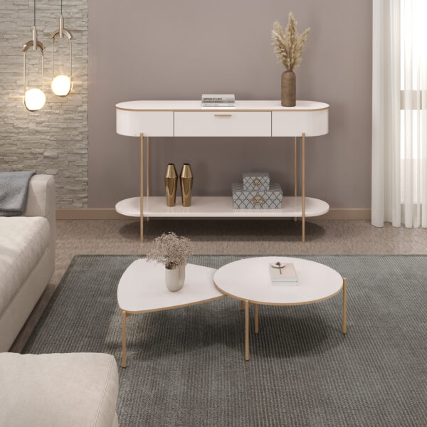 CONJUNTO MESA DE CENTRO ISA E BELA cm OFF WHITE/OFF WHITE 100% MDF