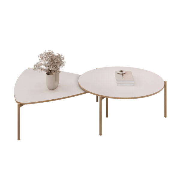 CONJUNTO MESA DE CENTRO ISA E BELA cm OFF WHITE/OFF WHITE 100% MDF - Image 4