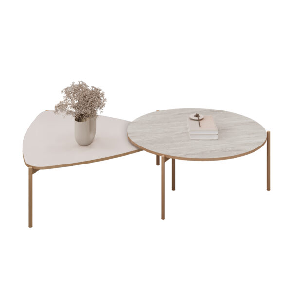 CONJUNTO MESA DE CENTRO ISA E BELA cm OFF WHITE/QUARTZO 100% MDF - Image 4