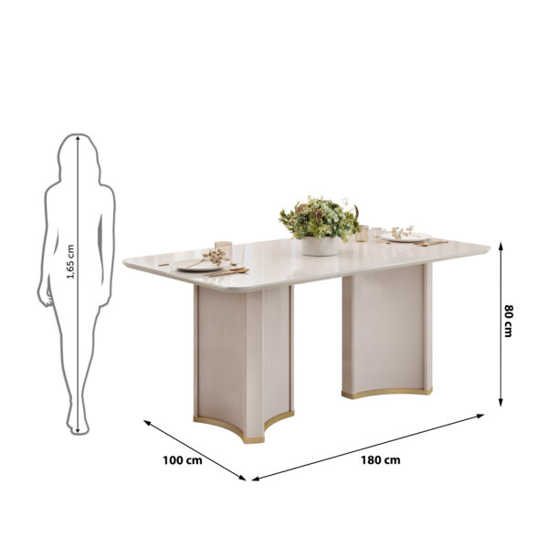 MESA LIZ - TAMPO CHANF. ORGANICO MAD/VD 2180X1080X30 MM OFF WHITE/DOURADO - Image 4