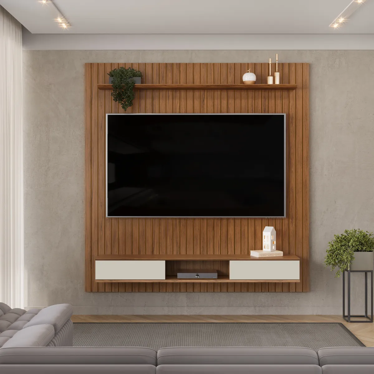 PAINEL LEXUS 179cm OFF WHITE/FREIJO 100% MDF