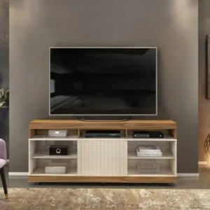 RACK DILI 160 160cm CARVALHO NOBRE/OFF WHITE 100% MDF
