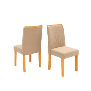 CONJUNTO DE CADEIRA ZOE (2 UNIDADES) CEDRO/VELUDO CREME