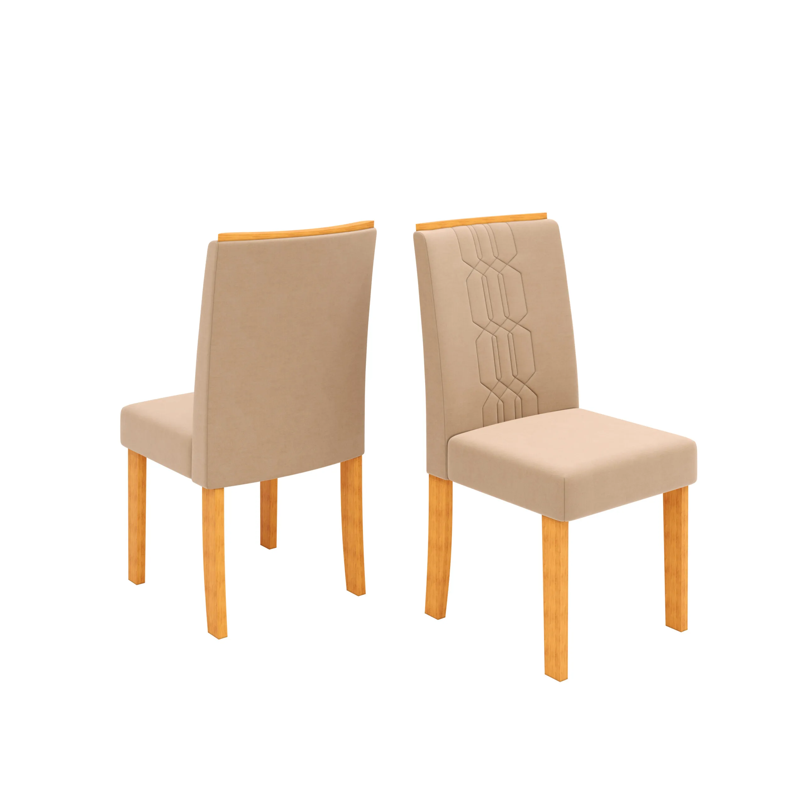 CONJUNTO DE CADEIRA ZOE (2 UNIDADES) CEDRO/VELUDO CREME