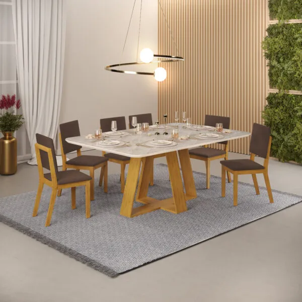 MESA CELESTE - TAMPO CHANFRADO CURVO MDF 1700X900X30 MM CEDRO/QUARTZO - Image 2