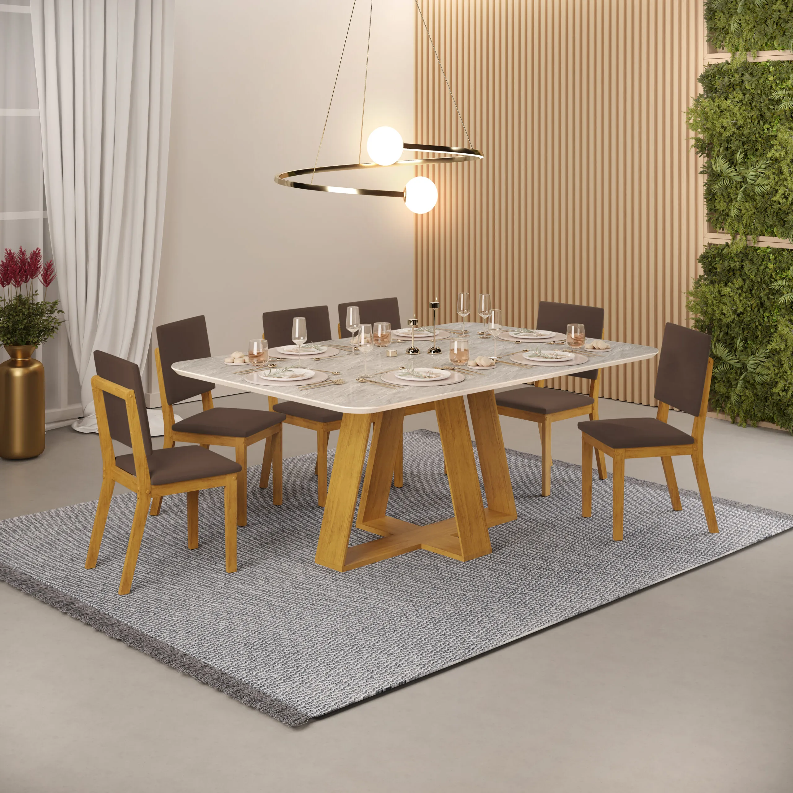 MESA CELESTE - TAMPO CHANFRADO CURVO MDF 1700X900X30 MM CEDRO/QUARTZO - Image 2