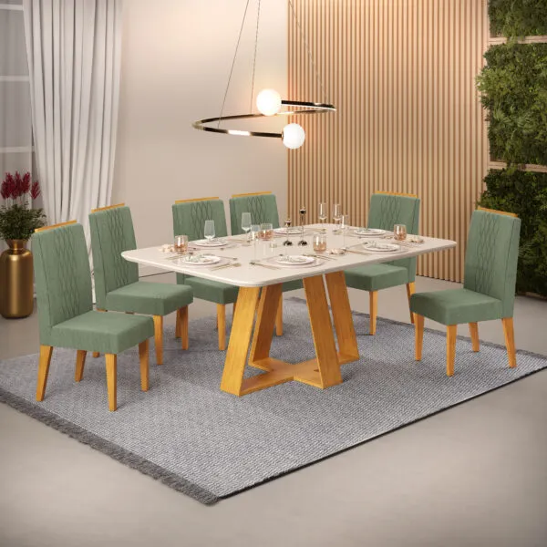 MESA CELESTE - TAMPO CHANFRADO CURVO - 1200X900X30 MM CEDRO/OFF WHITE - Image 2