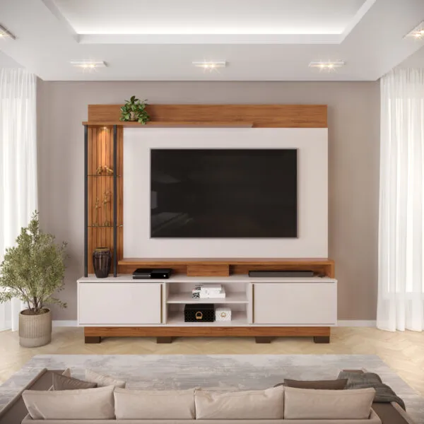 HOME THEATER MARTINO - COM PES 200cm FREIJO/OFF WHITE 100% MDF