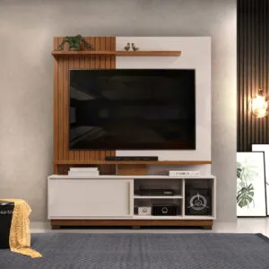 HOME THEATER ATENAS COM PÉS 150cm FREIJO/OFF WHITE 100% MDF