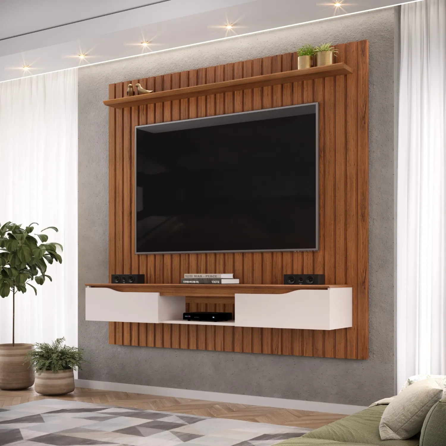 PAINEL ISAC 180 183,3cm FREIJO/OFF WHITE 100% MDF