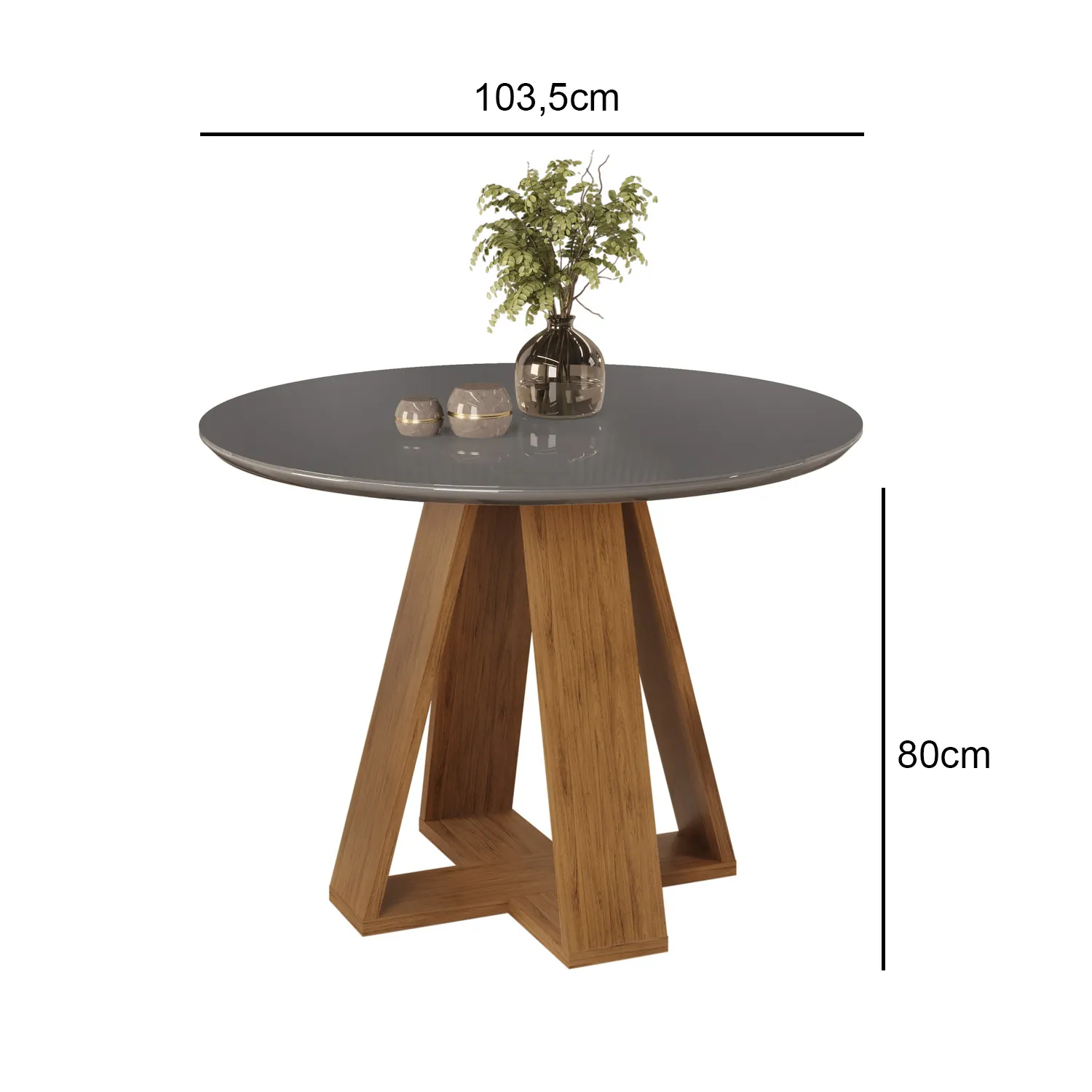 MESA CELESTE - TAMPO CHANFRADO REDONDO - 1035X1035X30 MM FREIJO/OFF WHITE - Image 5