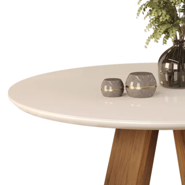 MESA CELESTE - TAMPO CHANFRADO REDONDO - 1035X1035X30 MM FREIJO/OFF WHITE - Image 2