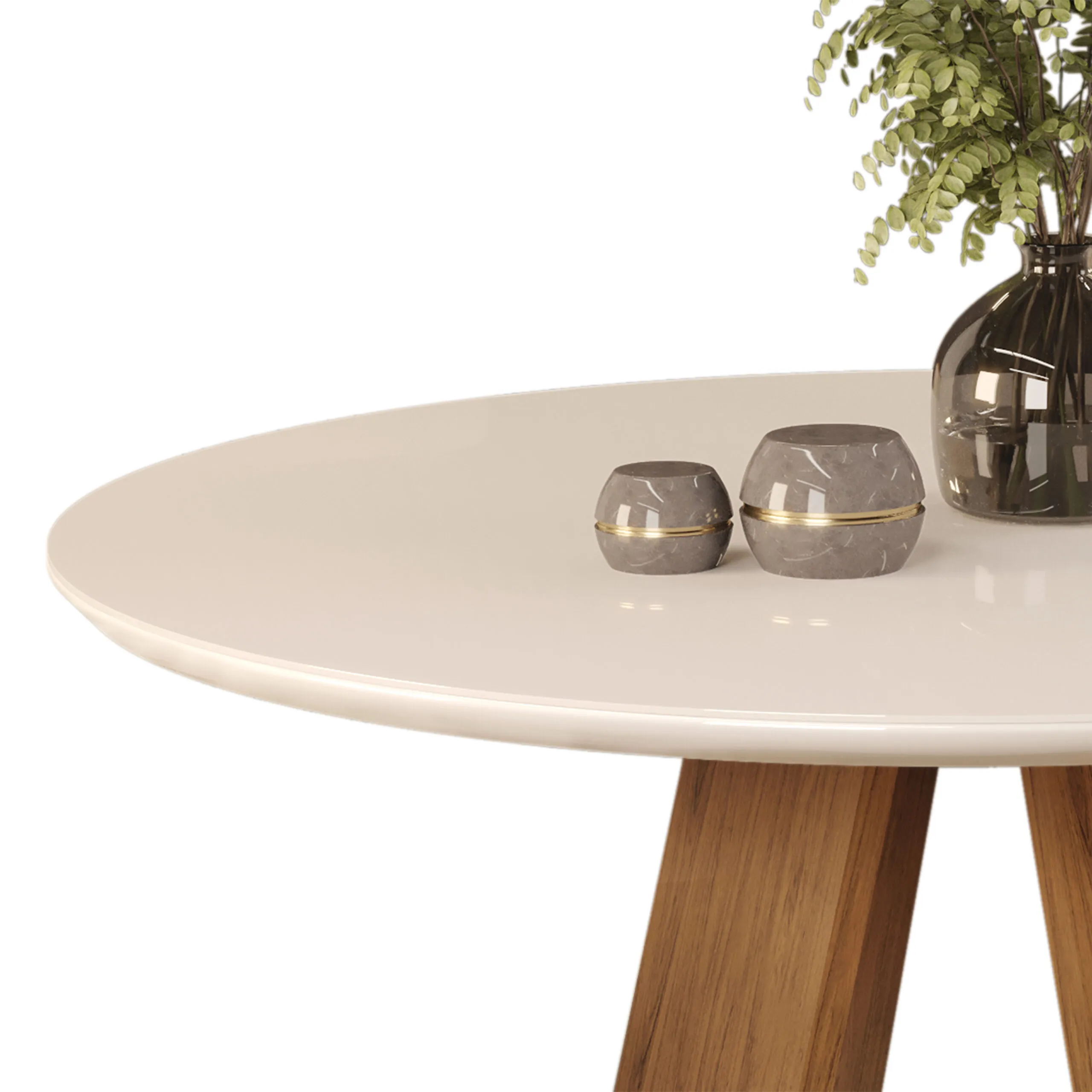 MESA CELESTE - TAMPO CHANFRADO REDONDO - 1035X1035X30 MM FREIJO/OFF WHITE - Image 3