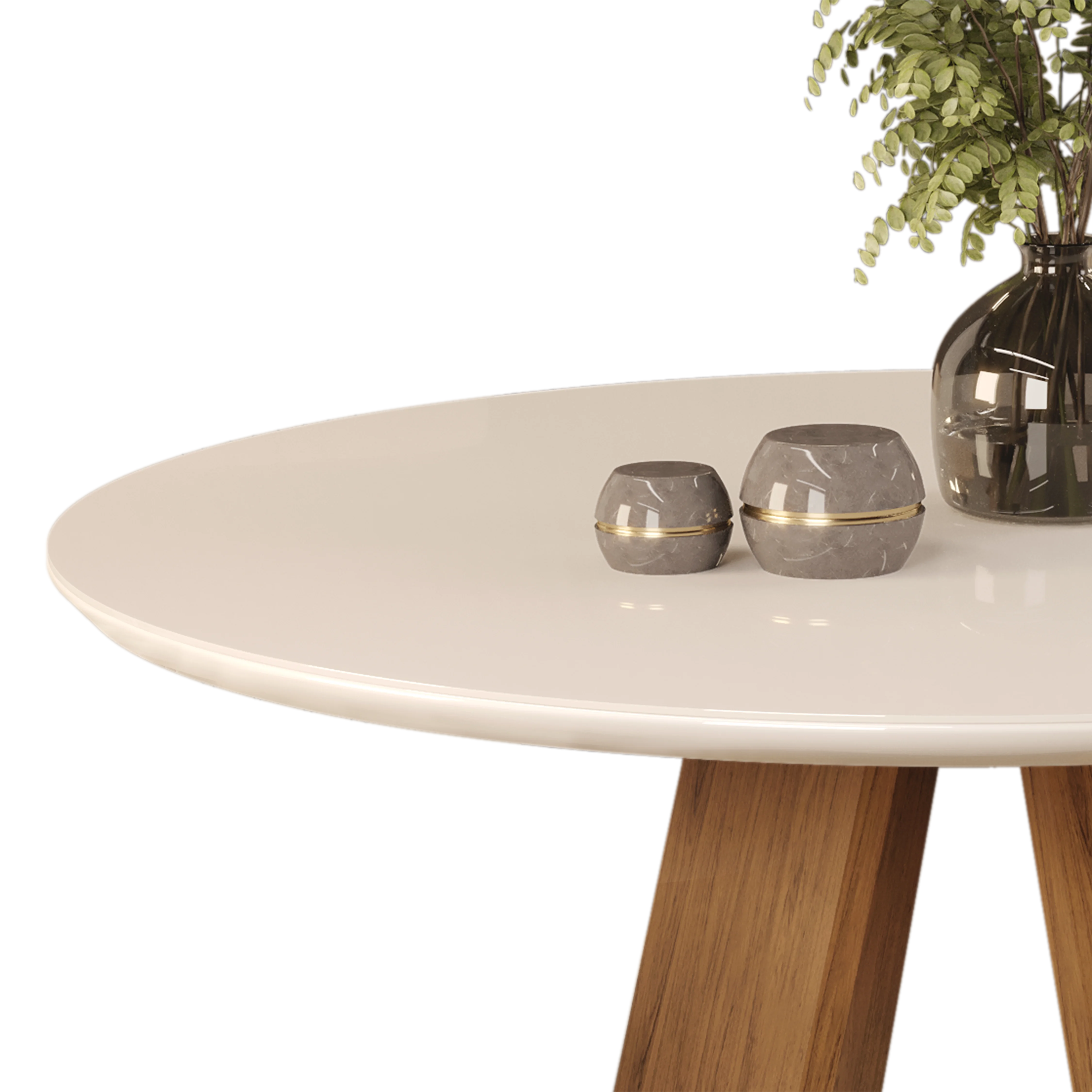 MESA CELESTE - TAMPO CHANFRADO REDONDO - 1035X1035X30 MM FREIJO/OFF WHITE - Image 2