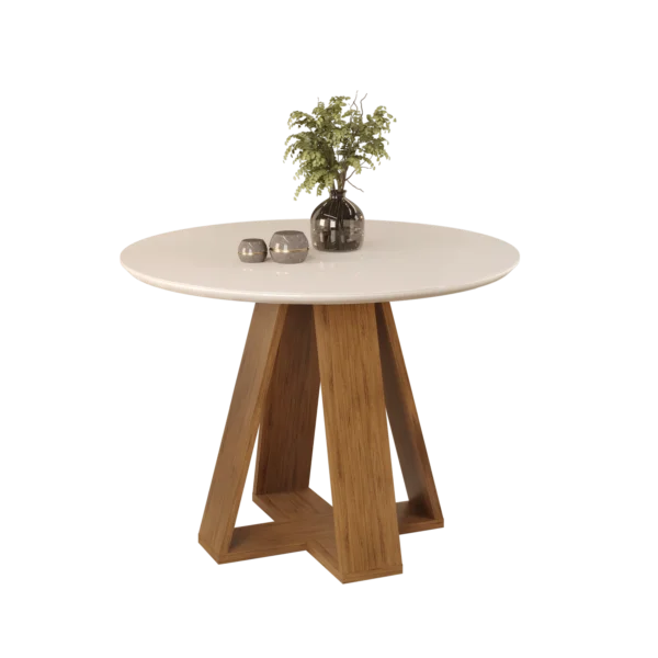 MESA CELESTE - TAMPO CHANFRADO REDONDO - 1035X1035X30 MM FREIJO/OFF WHITE - Image 7