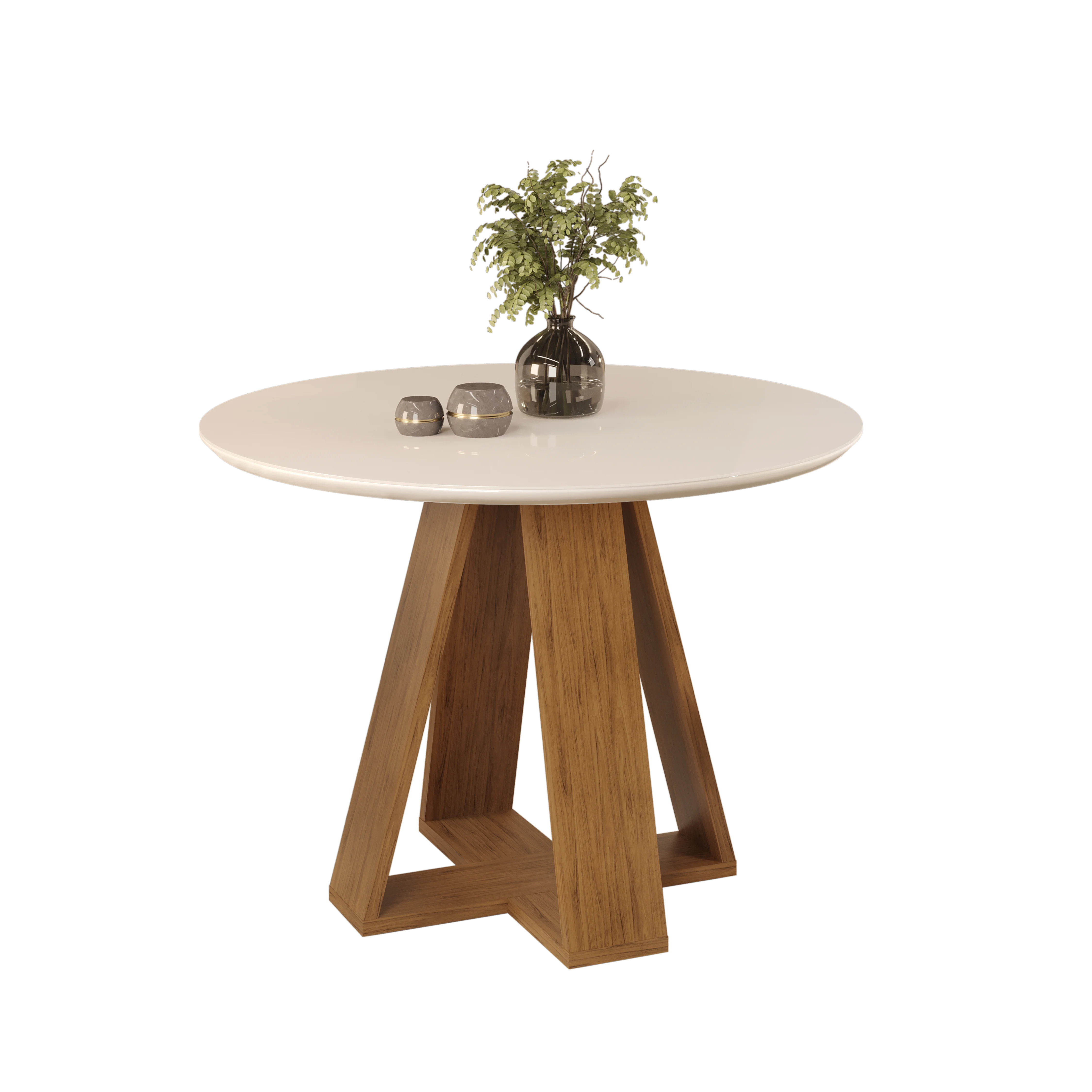 MESA CELESTE - TAMPO CHANFRADO REDONDO - 1035X1035X30 MM FREIJO/OFF WHITE - Image 7