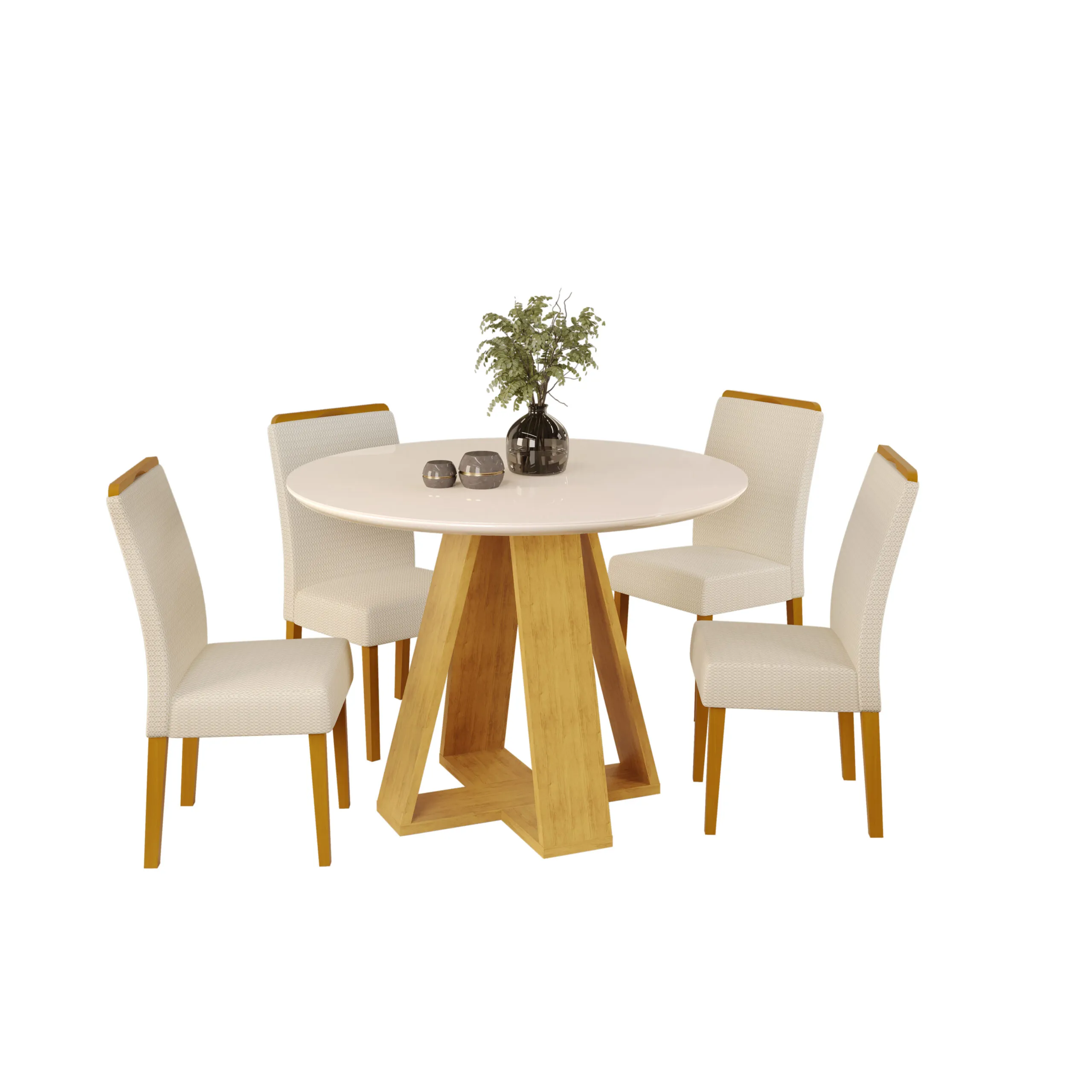 MESA CELESTE - TAMPO CHANFRADO REDONDO - 1035X1035X30 MM FREIJO/OFF WHITE - Image 6