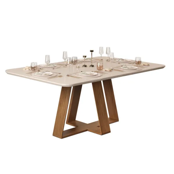 MESA CELESTE - TAMPO CHANFRADO CURVO - 1200X900X30 MM FREIJO/OFF WHITE - Image 3
