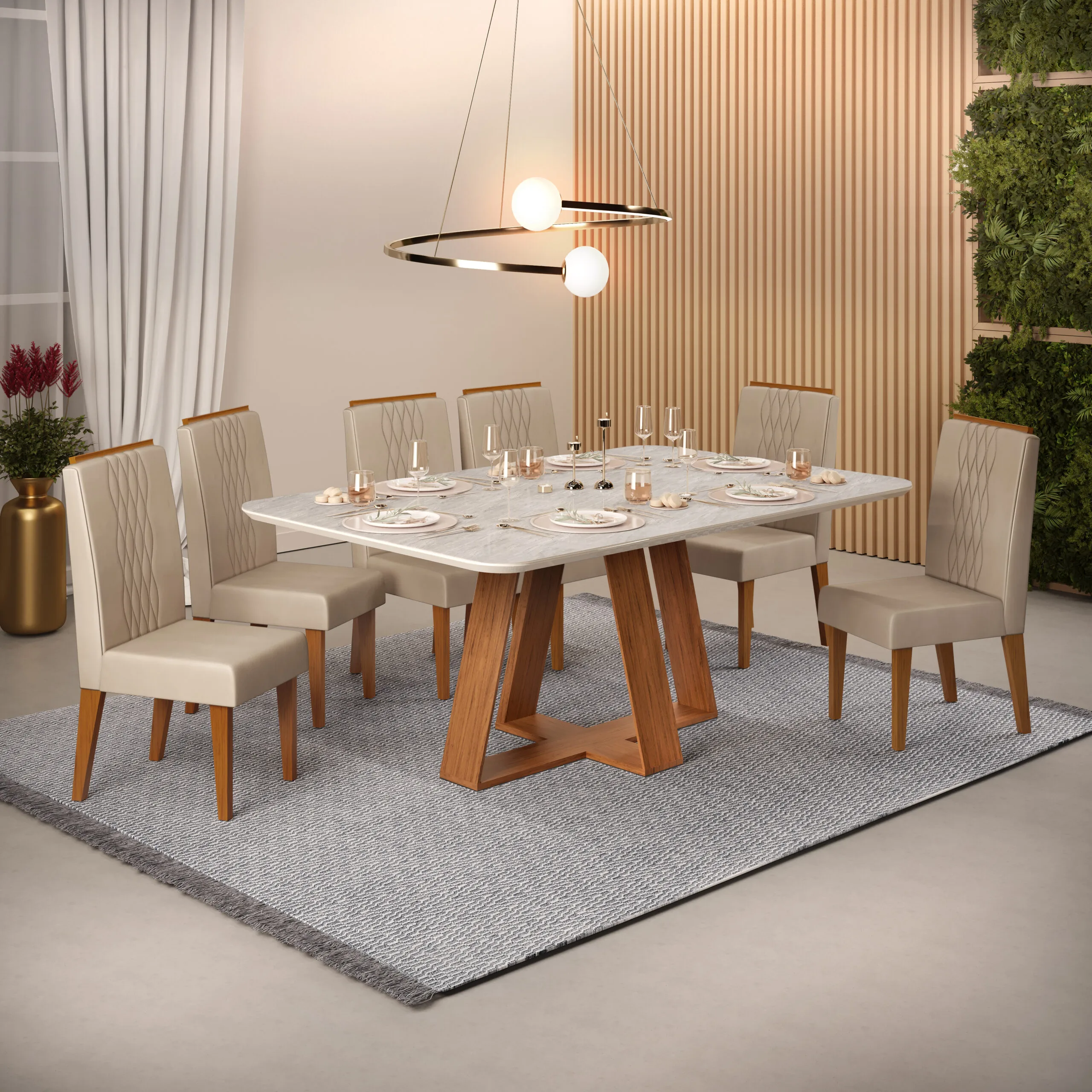 MESA CELESTE - TAMPO CHANFRADO CURVO MDF 1700X900X30 MM FREIJO/QUARTZO