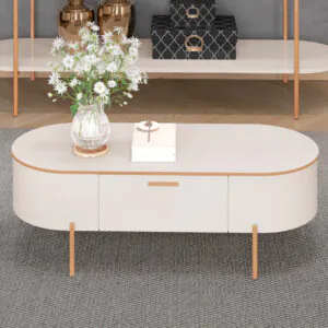 MESA DE CENTRO CELENA 107,5cm OFF WHITE/OFF WHITE 100% MDF