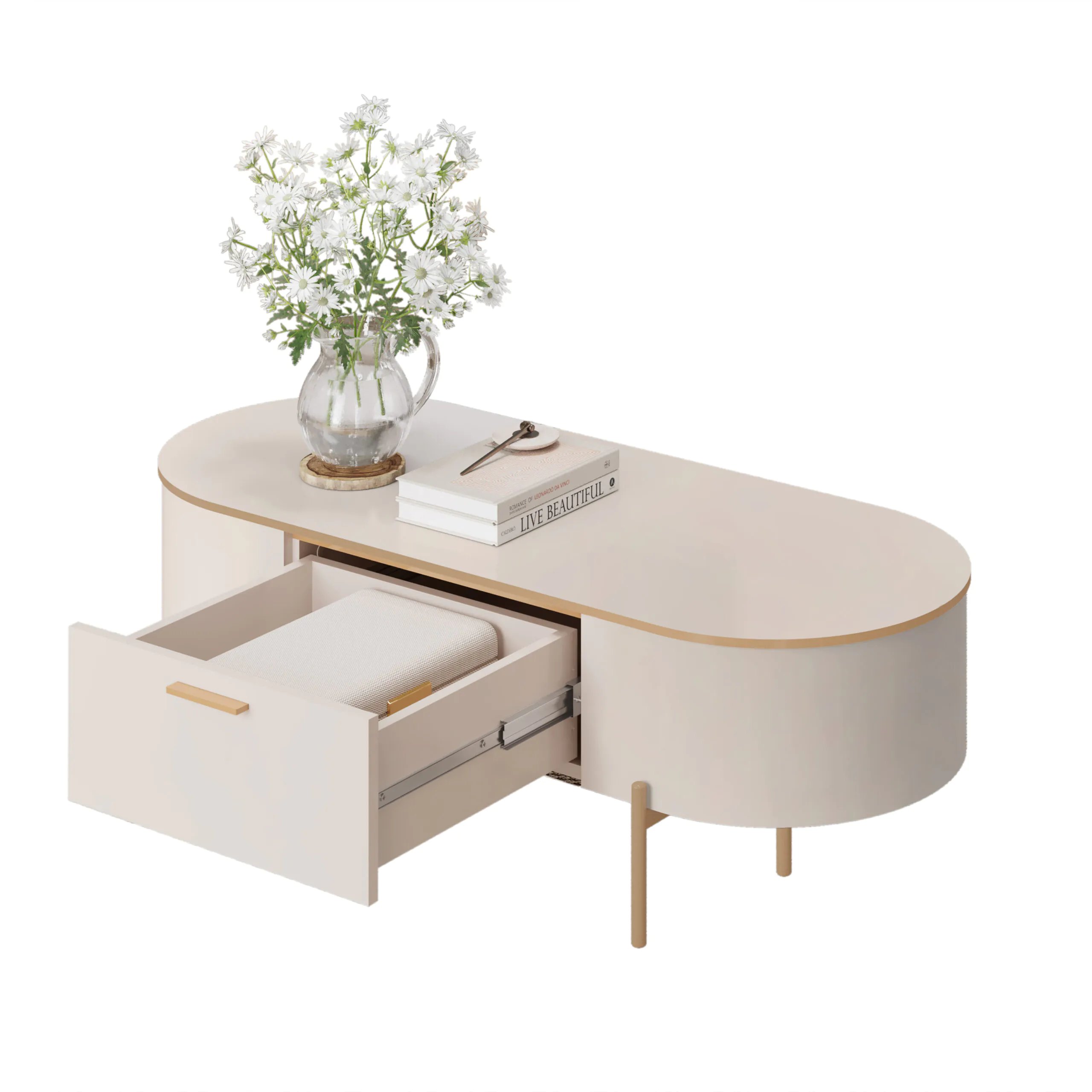 MESA DE CENTRO CELENA 107,5cm OFF WHITE/OFF WHITE 100% MDF - Image 6