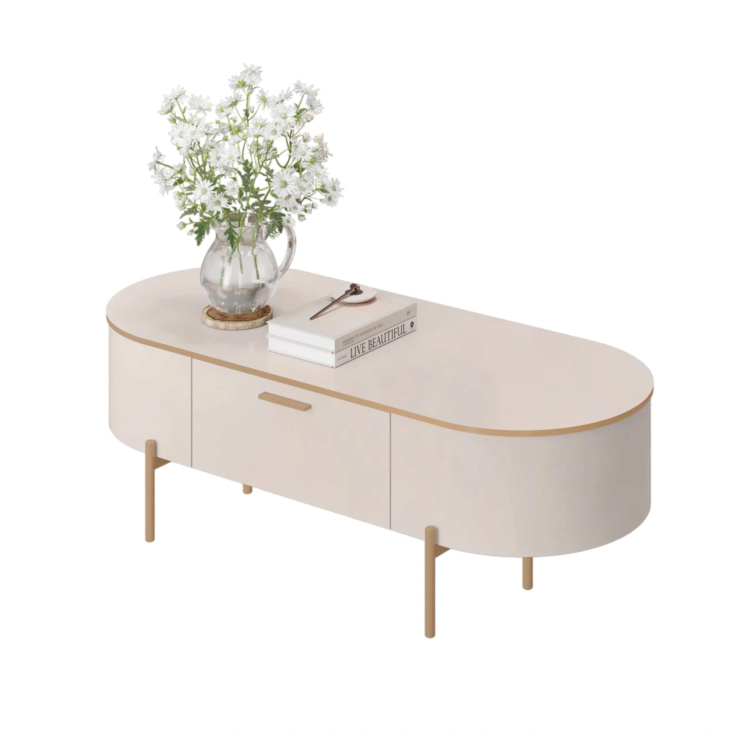 MESA DE CENTRO CELENA 107,5cm OFF WHITE/OFF WHITE 100% MDF - Image 5
