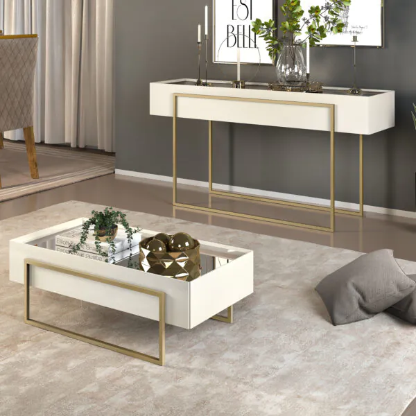 MESA DE CENTRO PILAR 91,5cm OFF WHITE 100% MDF - Image 2