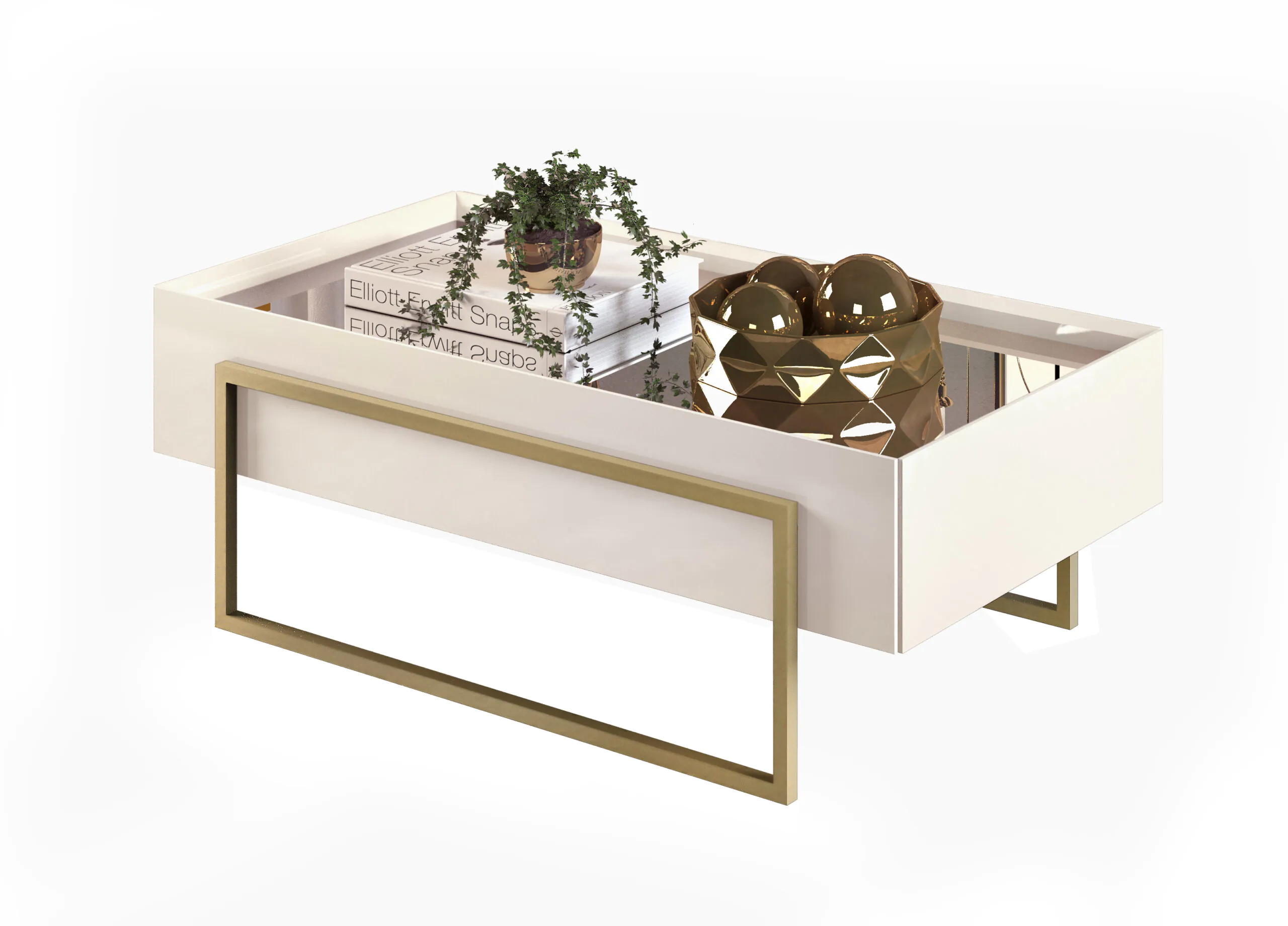 MESA DE CENTRO PILAR 91,5cm OFF WHITE 100% MDF - Image 3
