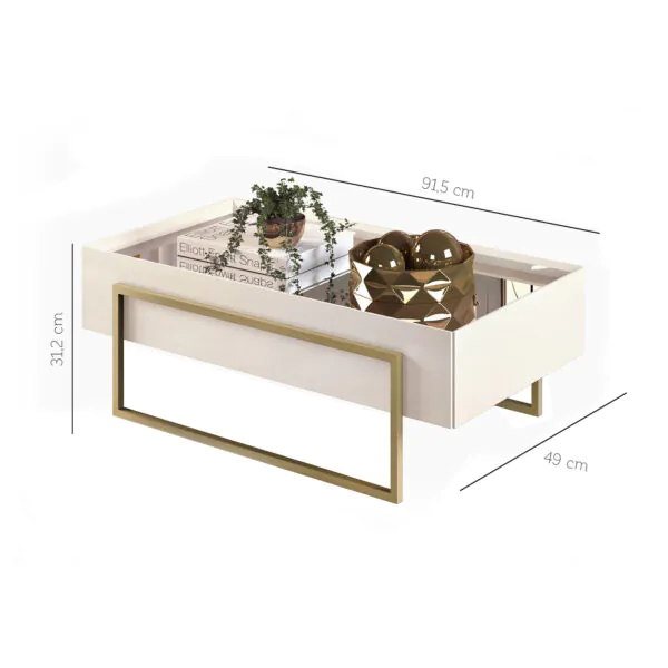 MESA DE CENTRO PILAR 91,5cm OFF WHITE 100% MDF - Image 6