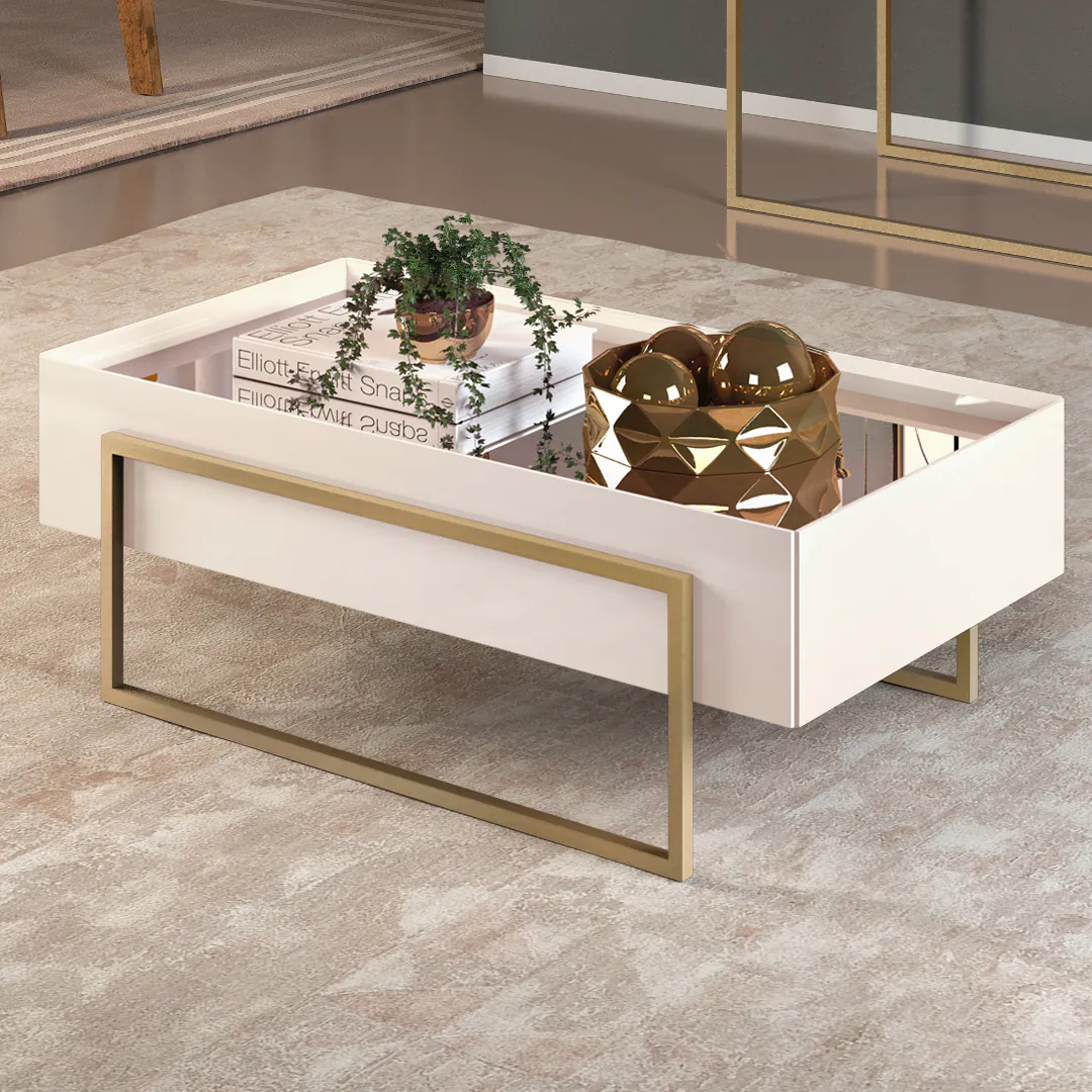 MESA DE CENTRO PILAR 91,5cm OFF WHITE 100% MDF