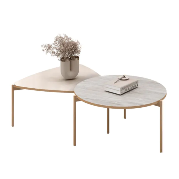 CONJUNTO MESA DE CENTRO ISA E BELA cm OFF WHITE/QUARTZO 100% MDF - Image 5