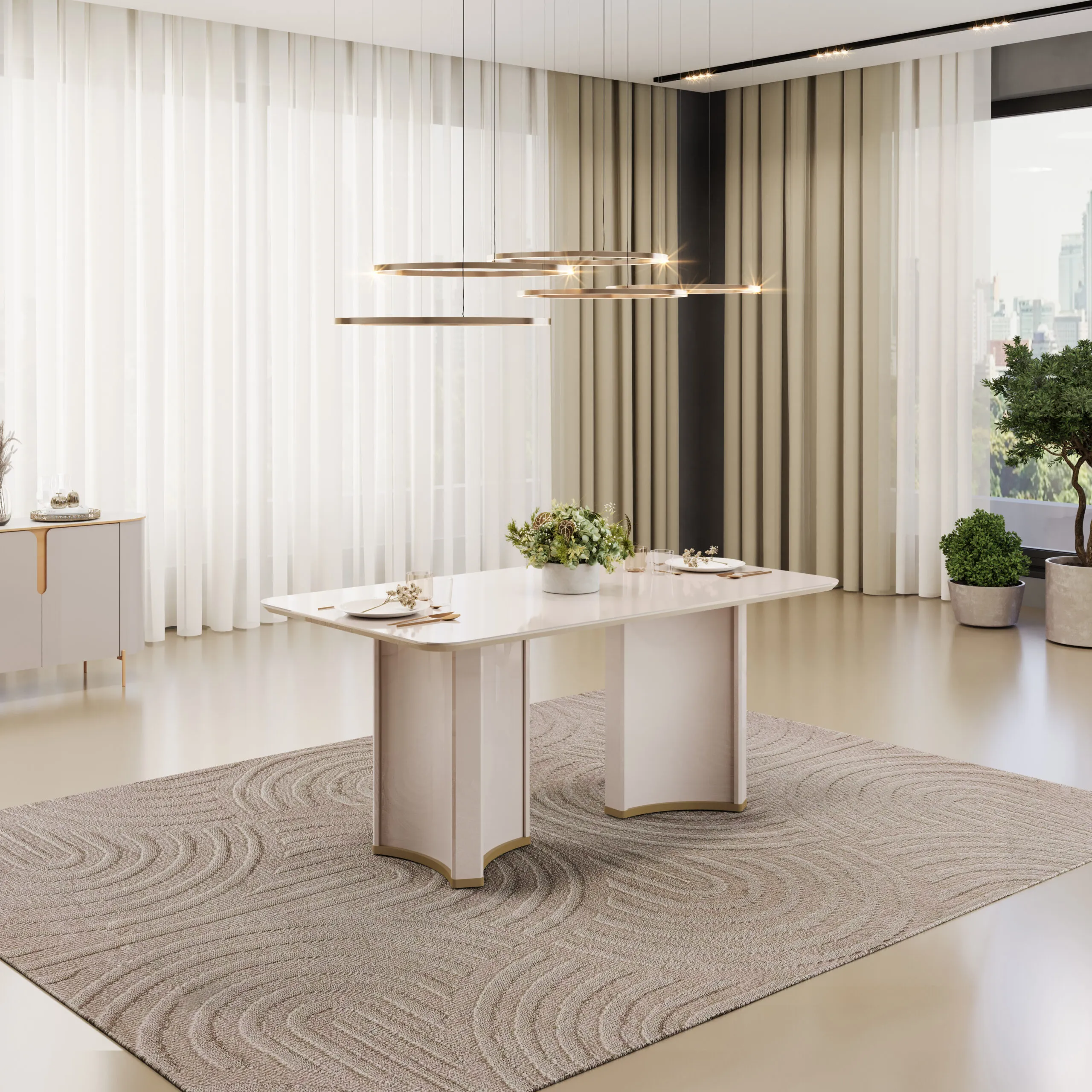 MESA LIZ - TAMPO CHANF. RETANG. MAD/VD 1800X1000 X30 MM OFF WHITE/OFF WHITE