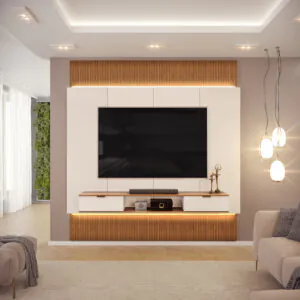PAINEL EXTENSIVEL HIT  229cm a 290cm OFF WHITE/FREIJO 100% MDF