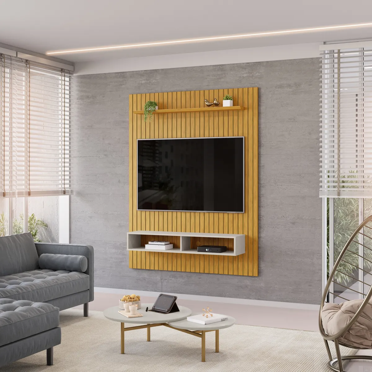 PAINEL ASTON 134,5cm BALI/CEDRO 100% MDF - Image 2