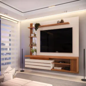 PAINEL SUSPENSO MARIN 160cm OFF WHITE/FREIJÓ 100% MDF