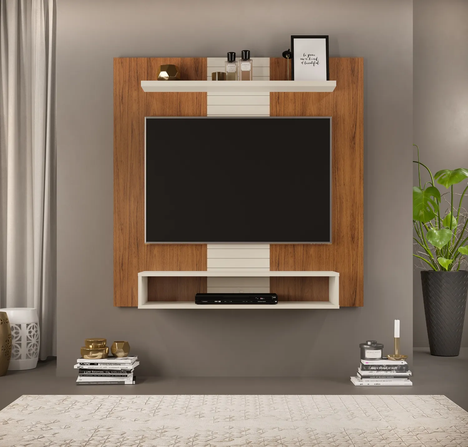 PAINEL SMART 120cm OFF WHITE/FREIJÓ 100% MDF