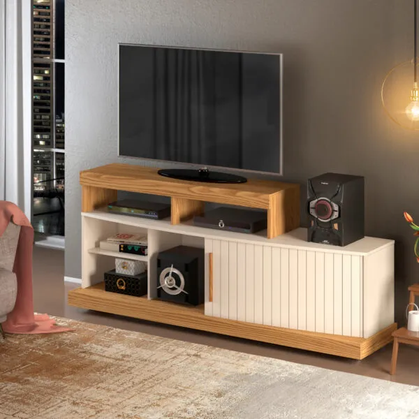 RACK SCALA 160cm CARVALHO NOBRE/OFF WHITE 100% MDF