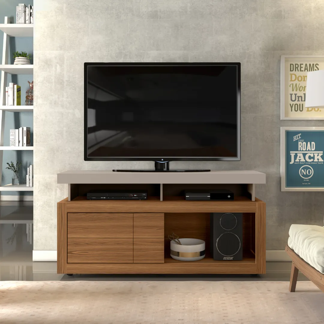 RACK VERANO 136,2cm CARVALHO NOBRE/OFF WHITE 100% MDF