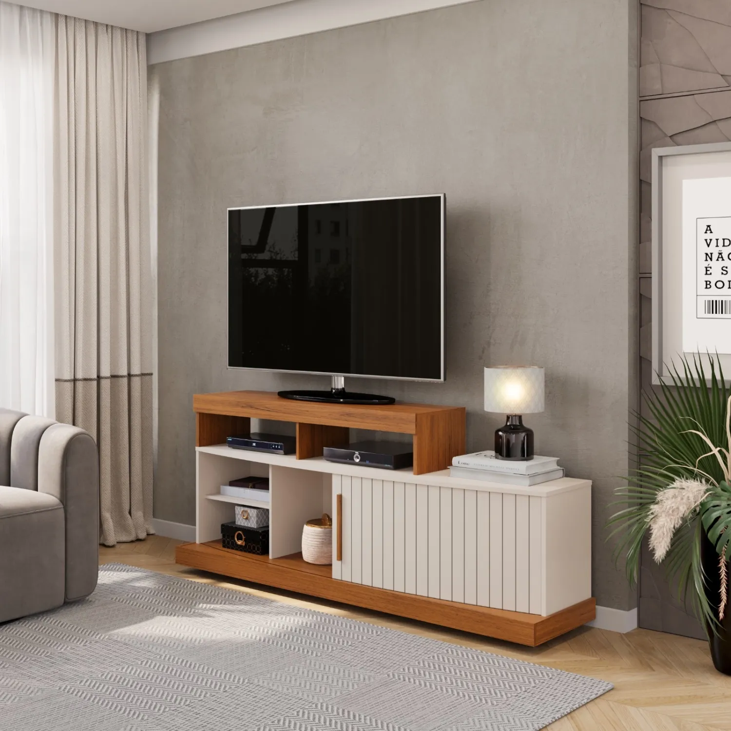 RACK SCALA 160cm FREIJO/OFF WHITE 100% MDF - Image 2