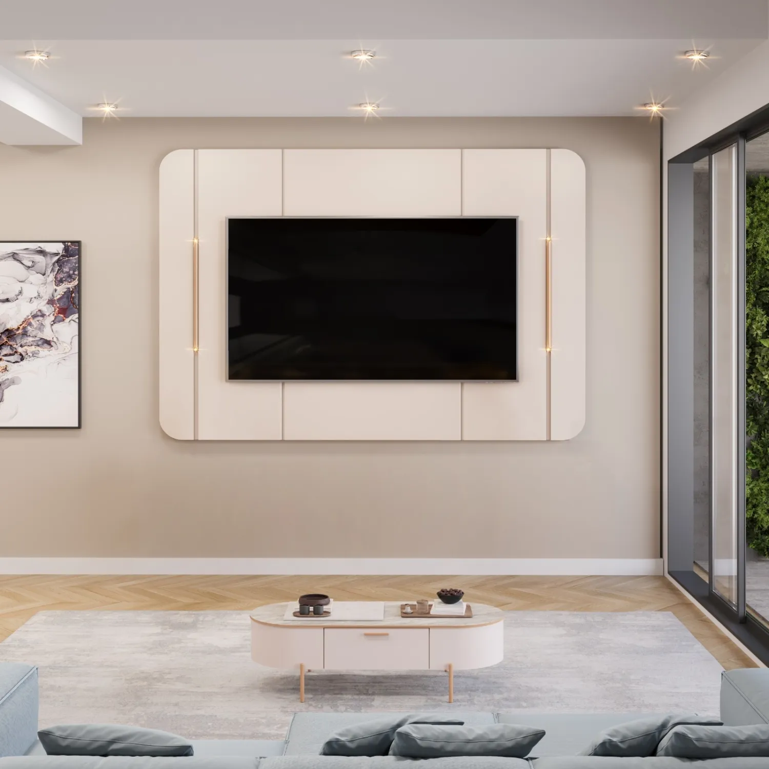 PAINEL ADELE 180cm OFF WHITE/FREIJÓ 100% MDF