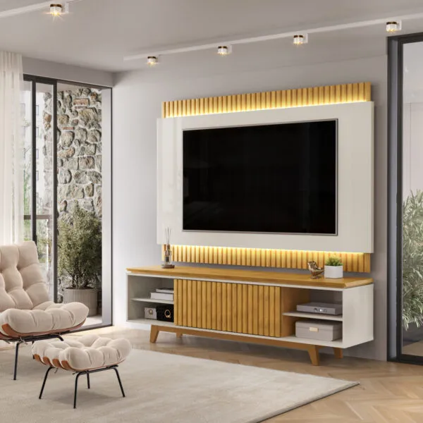 BANCADA E PAINEL LOREN 201,5cm BALI/CEDRO 100% MDF - Image 2