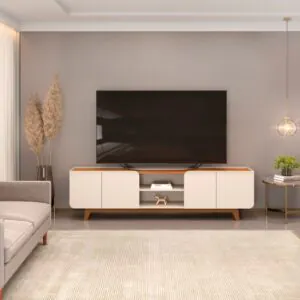 BANCADA NADINE 220cm OFF WHITE/FREIJO 100% MDF