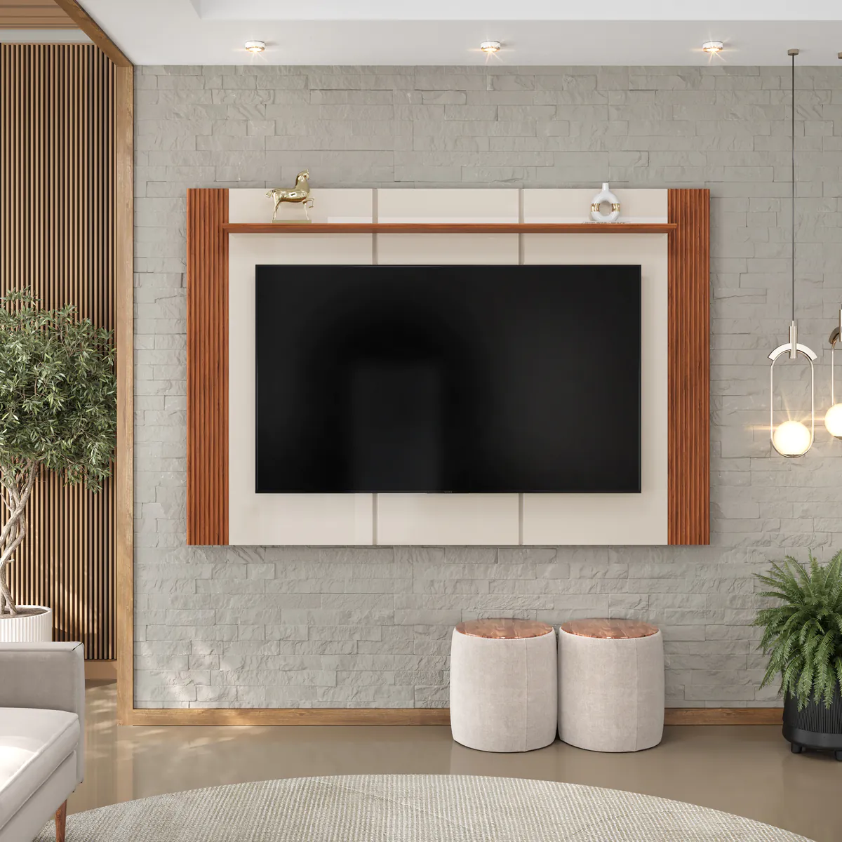 PAINEL HELO 183cm FREIJO/OFF WHITE 100% MDF