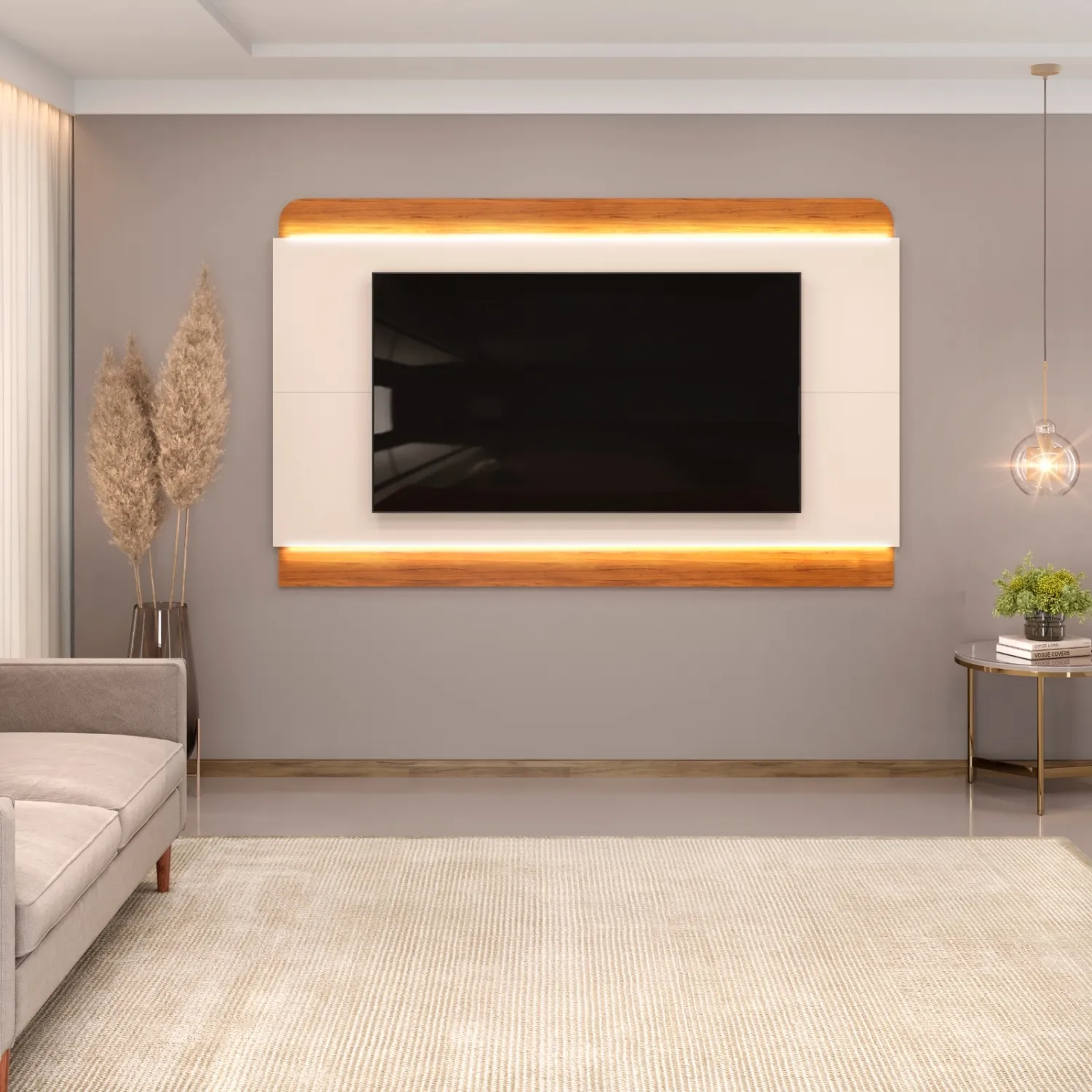 PAINEL NADINE 219cm OFF WHITE/FREIJO 100% MDF