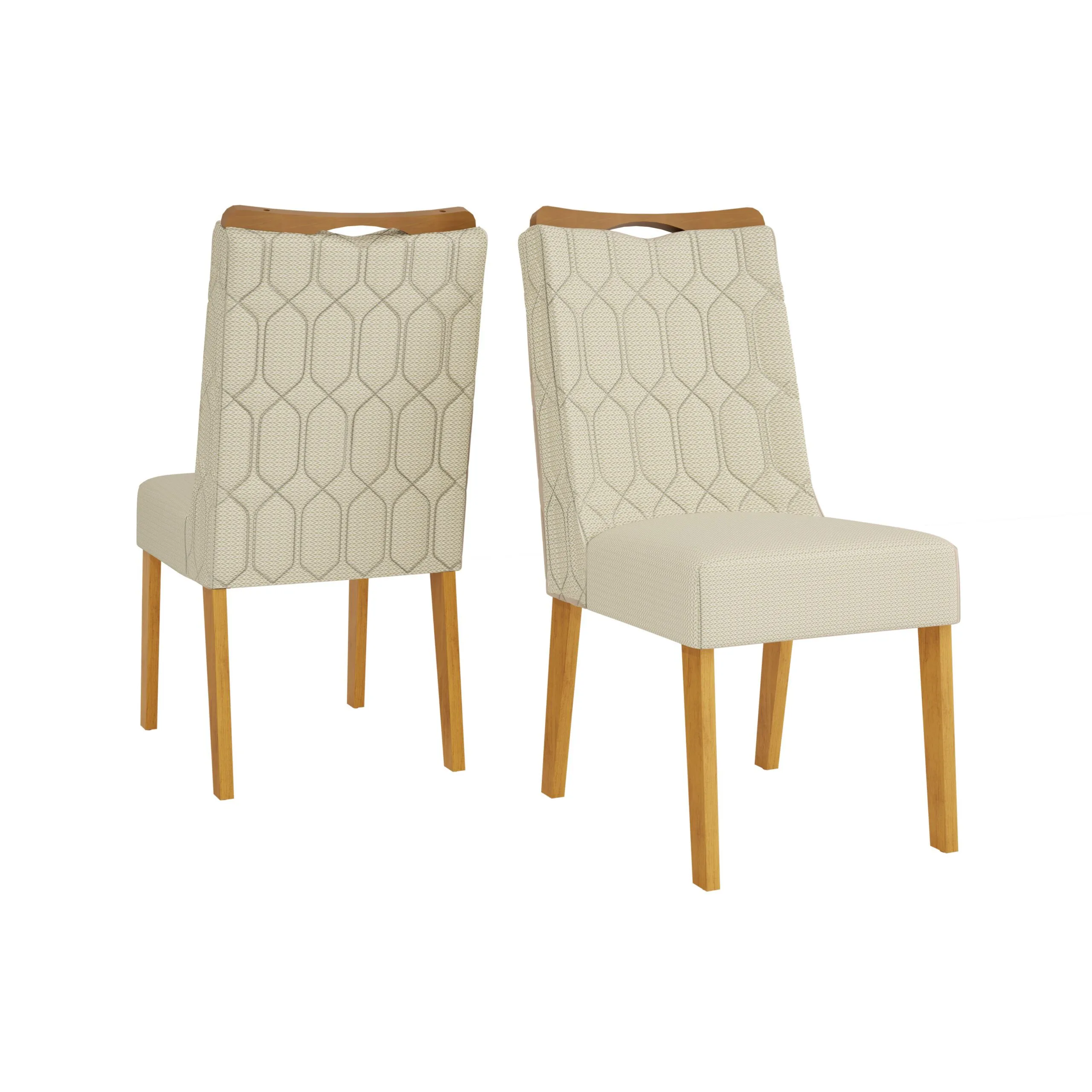 CONJUNTO DE CADEIRA BIA (2 UNIDADES) CEDRO/LINHO BEGE