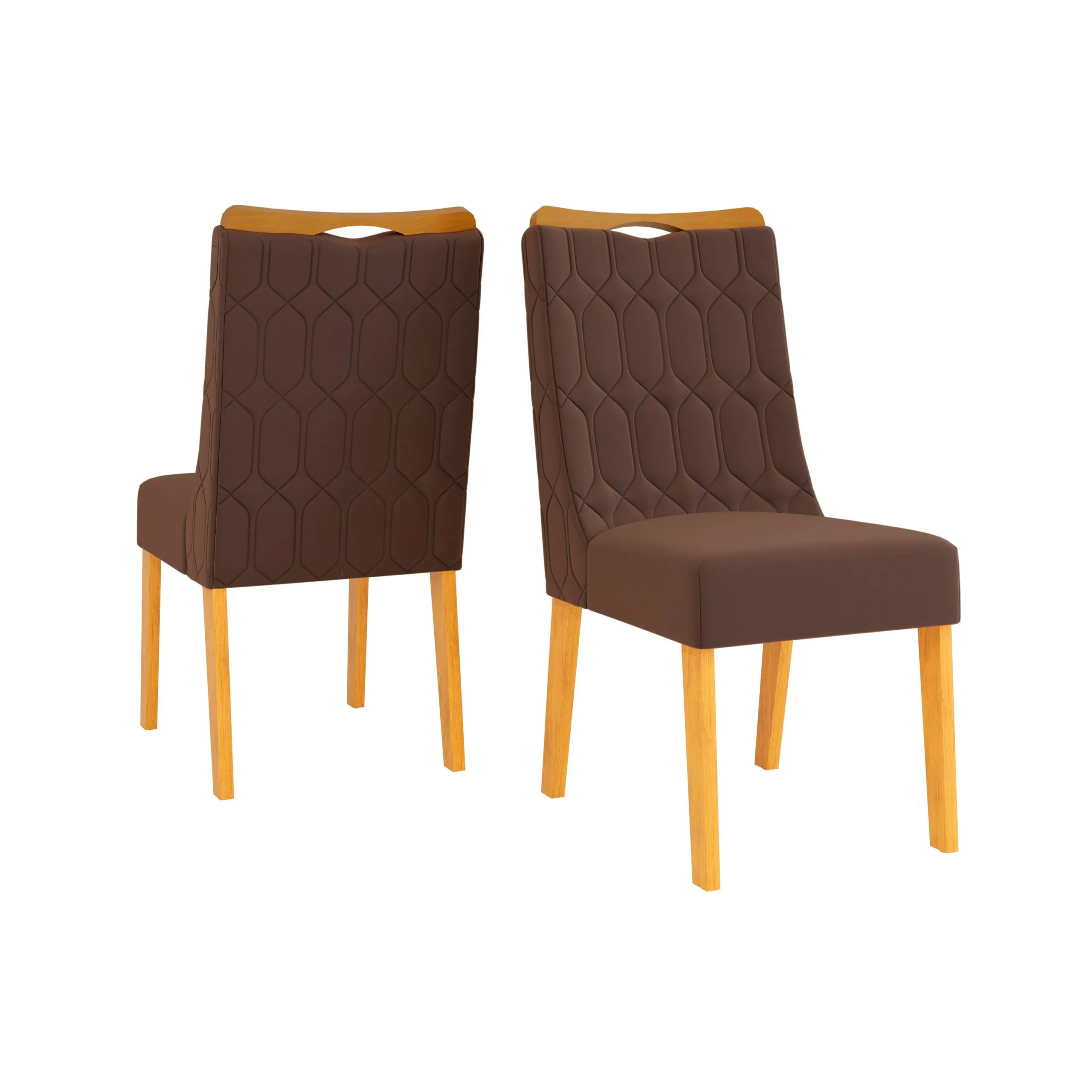 CONJUNTO DE CADEIRA BIA (2 UNIDADES) CEDRO/VELUDO MOCA