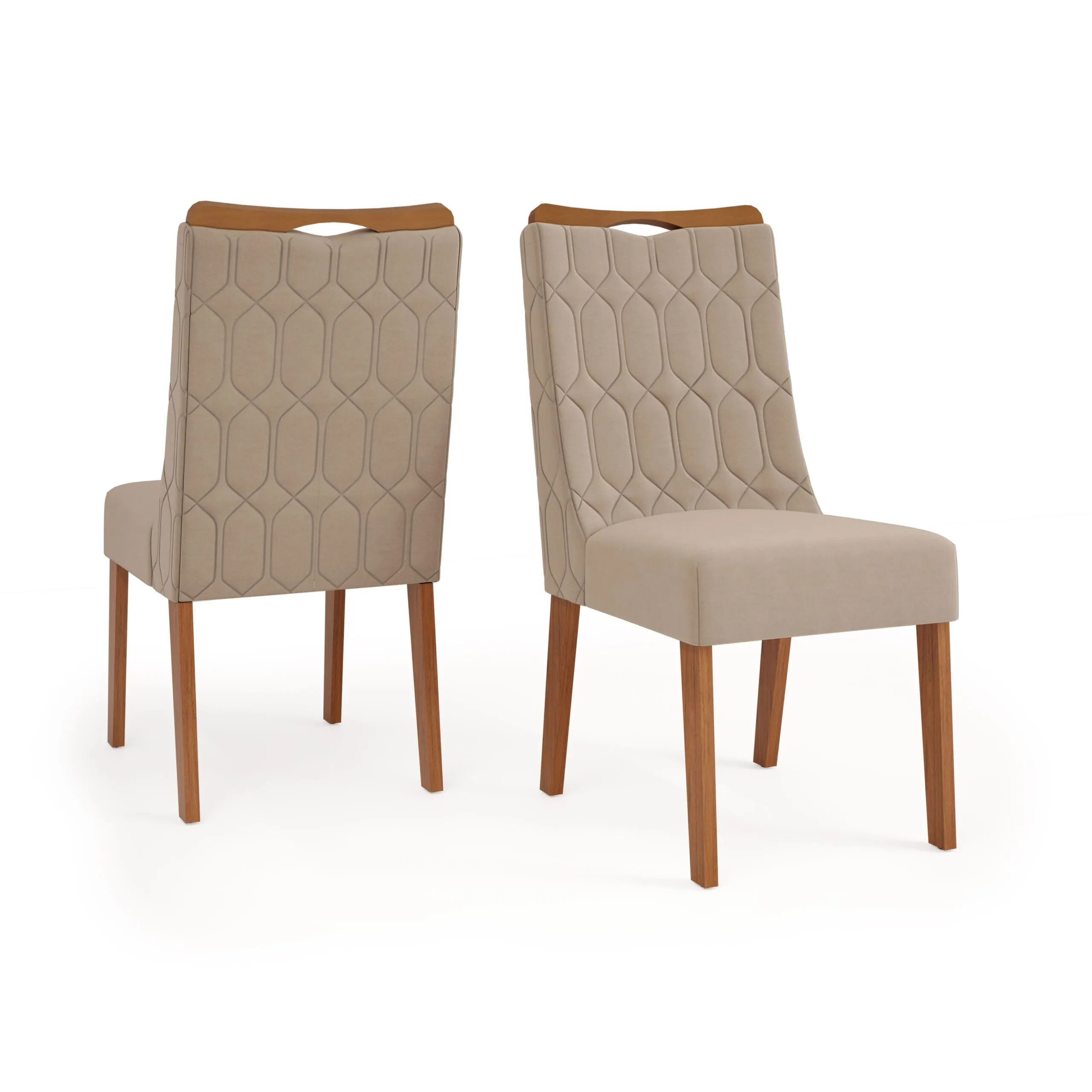 CONJUNTO DE CADEIRA BIA (2 UNIDADES) FREIJO/VELUDO KRAFT