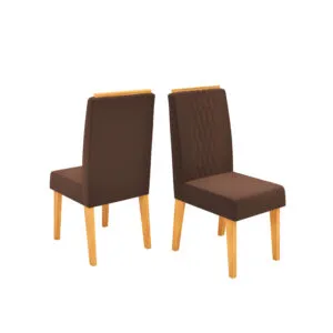 CONJUNTO DE CADEIRA LIA (2 UNIDADES) CEDRO/VELUDO MOCA