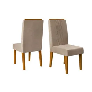 CONJUNTO DE CADEIRA LIA (2 UNIDADES) FREIJO/VELUDO KRAFT