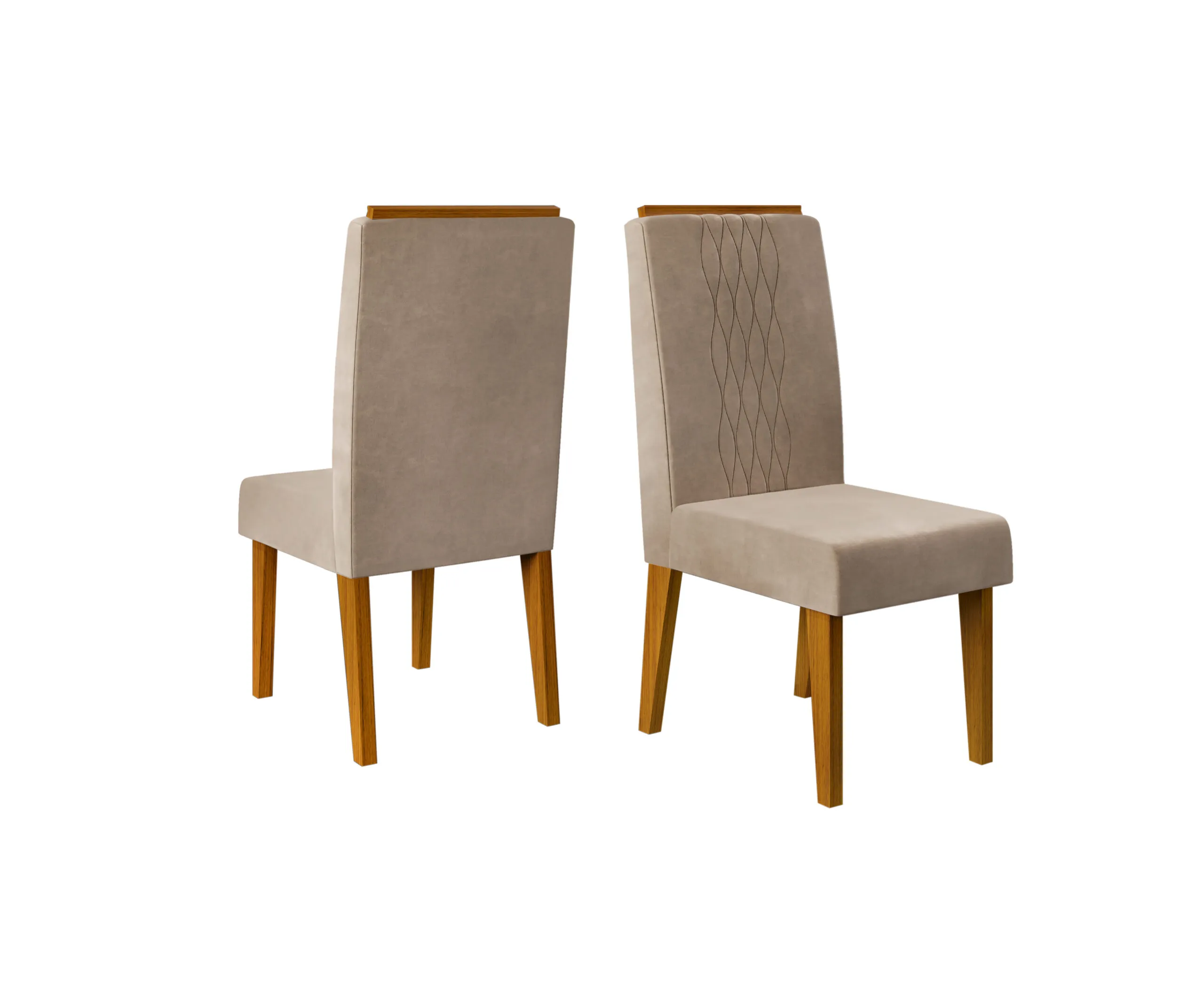 CONJUNTO DE CADEIRA LIA (2 UNIDADES) FREIJO/VELUDO KRAFT